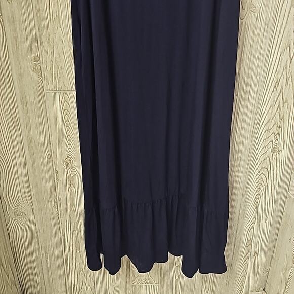 Suzanne Betro Crochet Neck Cold Shoulder Navy Maxi Dress Womens Plus Size 2X NEW - Picture 3 of 13